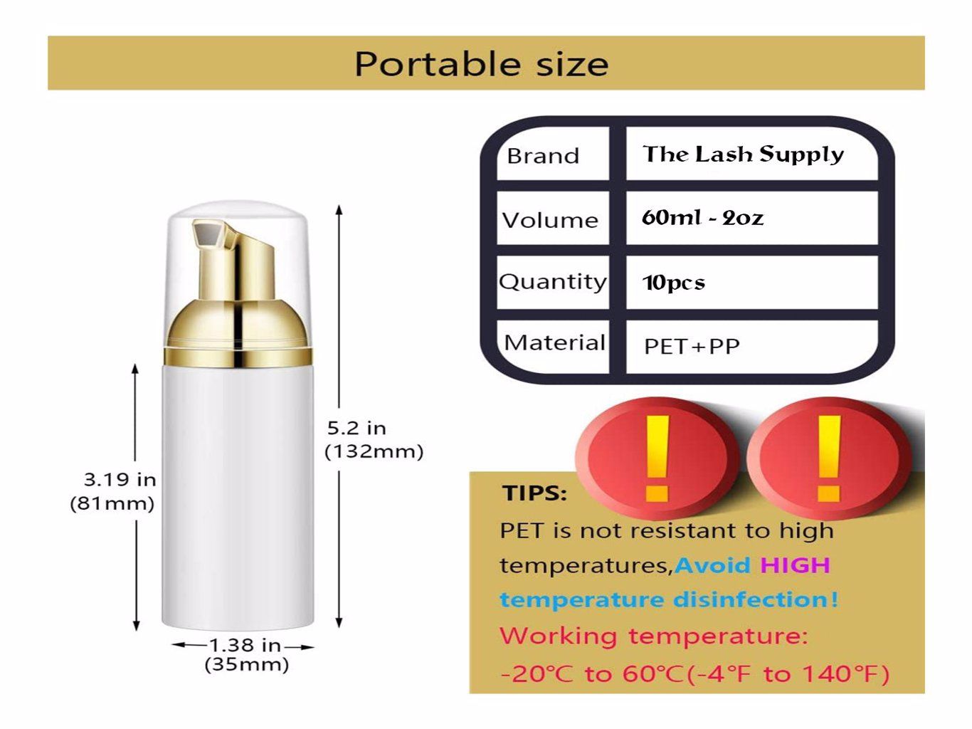 Foam Dispenser Empty Bottle 2oz – 10pcs